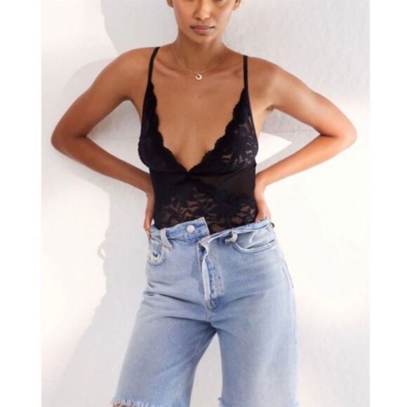 Free People Speed Date Lace Bodysuit In Black - Picture 4 of 6